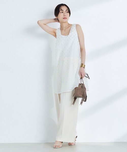 NOLLEY’S（ノーリーズ）の「【KIRYU】ラメジャガードロングタンクブラウス（シャツ/ブラウス・レディース・アイボリー・FREE）」の3枚目の写真