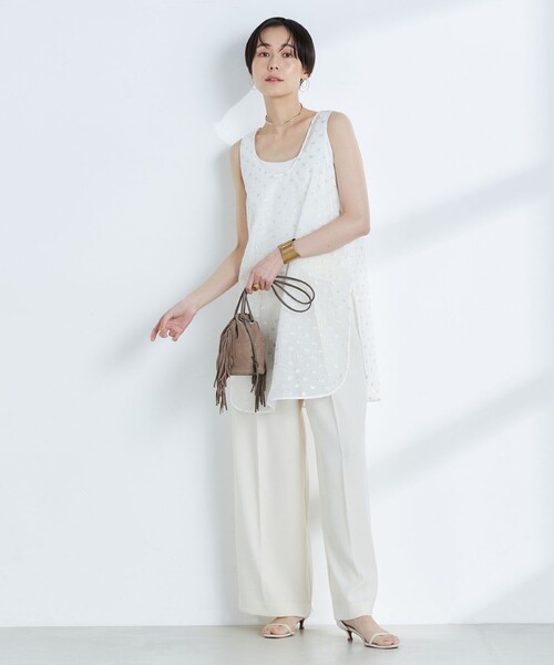 NOLLEY’S（ノーリーズ）の「【KIRYU】ラメジャガードロングタンクブラウス（シャツ/ブラウス・レディース・アイボリー・FREE）」の4枚目の写真