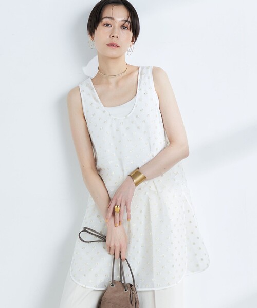 NOLLEY’S（ノーリーズ）の「【KIRYU】ラメジャガードロングタンクブラウス（シャツ/ブラウス・レディース・アイボリー・FREE）」の9枚目の写真