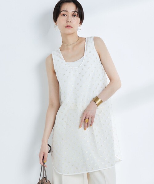 NOLLEY’S（ノーリーズ）の「【KIRYU】ラメジャガードロングタンクブラウス（シャツ/ブラウス・レディース・アイボリー・FREE）」の10枚目の写真