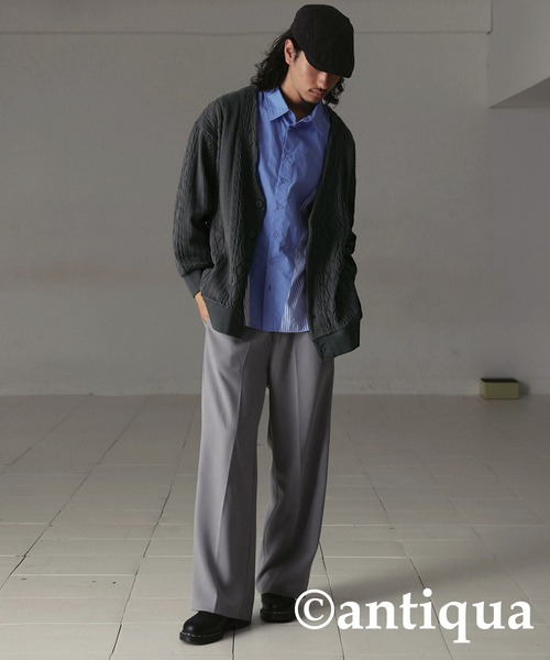 antiqua（アンティカ）の「ケーブルジャガードカーディガン（カーディガン/ボレロ・レディース・スモークグレー/ナチュラル・FREE）」の15枚目の写真