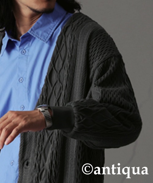 antiqua（アンティカ）の「ケーブルジャガードカーディガン（カーディガン/ボレロ・レディース・スモークグレー/ナチュラル・FREE）」の14枚目の写真