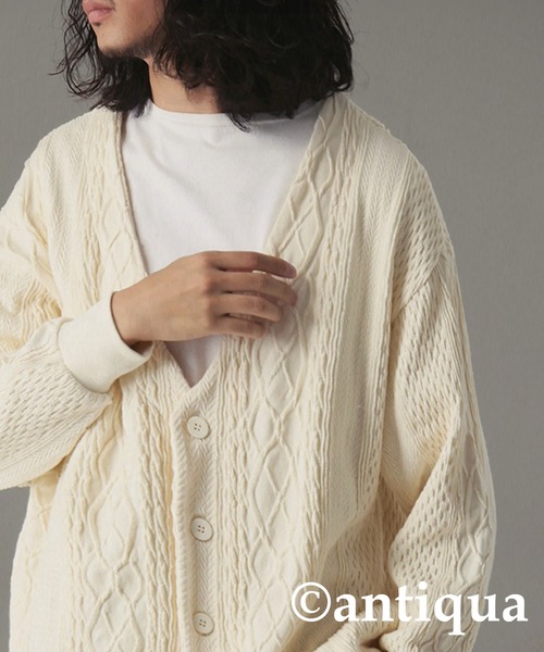 antiqua（アンティカ）の「ケーブルジャガードカーディガン（カーディガン/ボレロ・レディース・スモークグレー/ナチュラル・FREE）」の22枚目の写真