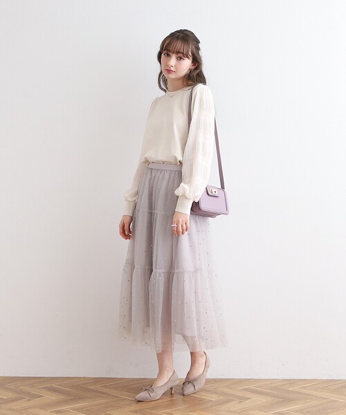 couture brooch（クチュールブローチ）の「◆【華やか春ニット】マジョリカプリーツドッキングニット（ニット/セーター・レディース・ライトグレー/オフホワイト/ベビーピンク・42/38）」の11枚目の写真