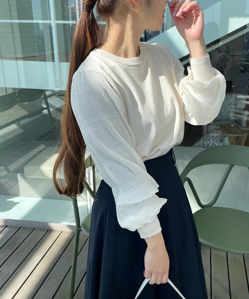 couture brooch（クチュールブローチ）の「◆【華やか春ニット】マジョリカプリーツドッキングニット（ニット/セーター・レディース・ライトグレー/オフホワイト/ベビーピンク・42/38）」の17枚目の写真