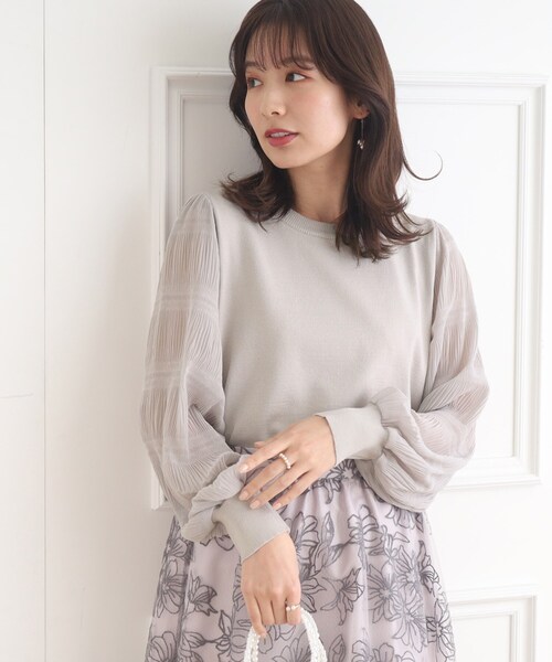 couture brooch（クチュールブローチ）の「◆【華やか春ニット】マジョリカプリーツドッキングニット（ニット/セーター・レディース・ライトグレー/オフホワイト/ベビーピンク・42/38）」の18枚目の写真