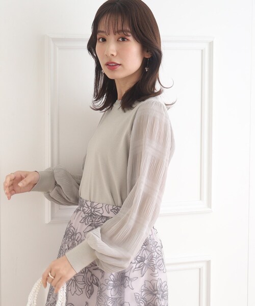 couture brooch（クチュールブローチ）の「◆【華やか春ニット】マジョリカプリーツドッキングニット（ニット/セーター・レディース・ライトグレー/オフホワイト/ベビーピンク・42/38）」の19枚目の写真