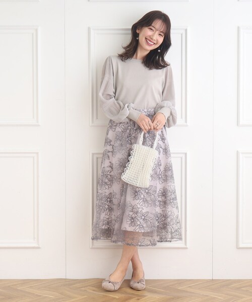 couture brooch（クチュールブローチ）の「◆【華やか春ニット】マジョリカプリーツドッキングニット（ニット/セーター・レディース・ライトグレー/オフホワイト/ベビーピンク・42/38）」の21枚目の写真