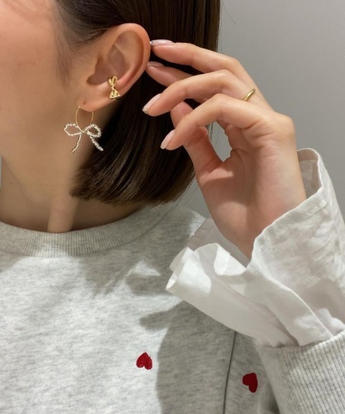 flower（フラワー）の「クリアーリボンピアス（ピアス（片耳用）・レディース・クリア/ブラック・FREE）」の14枚目の写真