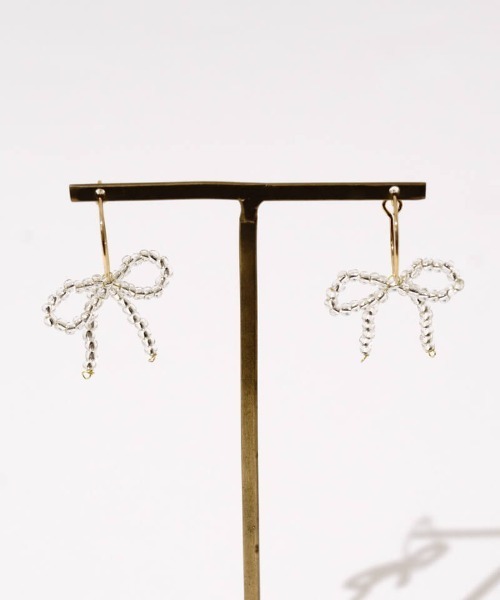 flower（フラワー）の「クリアーリボンピアス（ピアス（片耳用）・レディース・クリア/ブラック・FREE）」の18枚目の写真