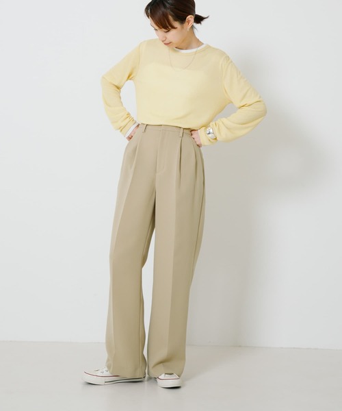 URBAN RESEARCH（アーバンリサーチ）の「『UR TECH DRYLUXE』『イージーケア』タックパンツ（その他パンツ・レディース・ブラック/ベージュ・38/36）」の20枚目の写真