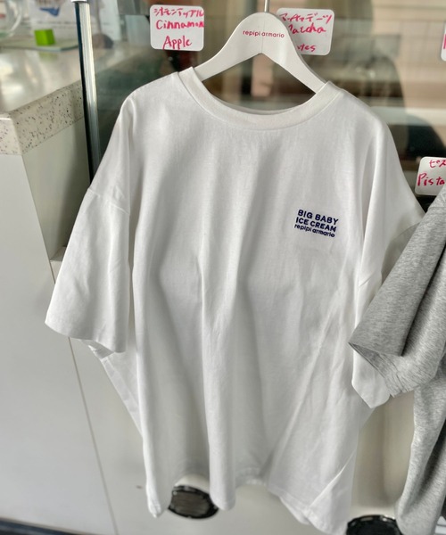 repipi armario(レピピ アルマリオ)の「【BIG BABY ICE CREAM】モノクロフォトルーズT【接触冷感】(Tシャツ/カットソー・キッズ・ホワイト/グレー・MEDIUM/LARGE)」の5枚目の写真
