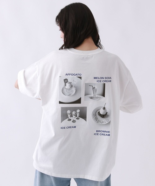 repipi armario(レピピ アルマリオ)の「【BIG BABY ICE CREAM】モノクロフォトルーズT【接触冷感】(Tシャツ/カットソー・キッズ・ホワイト/グレー・MEDIUM/LARGE)」の7枚目の写真