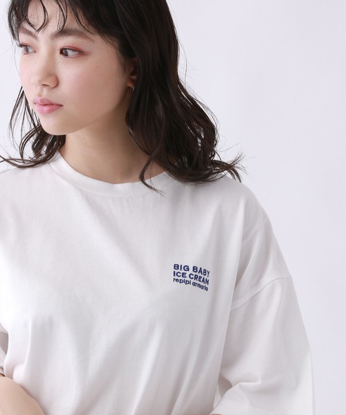 repipi armario(レピピ アルマリオ)の「【BIG BABY ICE CREAM】モノクロフォトルーズT【接触冷感】(Tシャツ/カットソー・キッズ・ホワイト/グレー・MEDIUM/LARGE)」の12枚目の写真