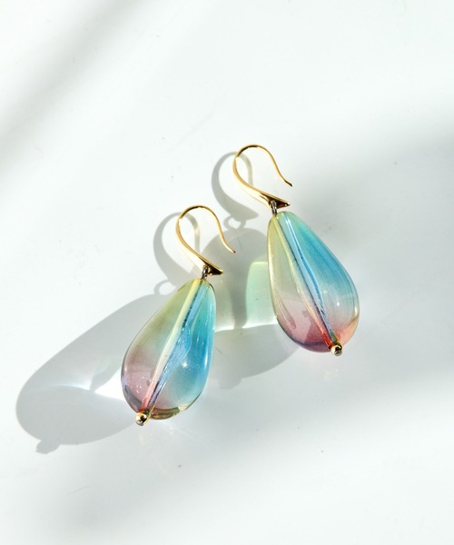 日本製》レインボーしずくピアス（ピアス（両耳用））｜ear