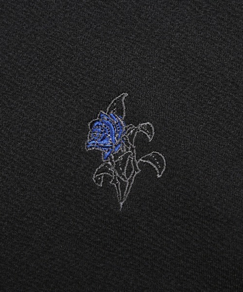 LUXSTYLE(ラグスタイル)の「薔薇刺繍入り膨れジャガードハーフジップロンT(Tシャツ/カットソー・メンズ・ネイビー/ブラック/ホワイト・L/M)」の15枚目の写真