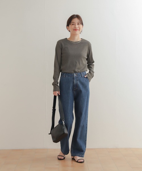 URBAN RESEARCH DOORS（アーバンリサーチドアーズ）の「ドライタッチテレコロングTシャツ（Tシャツ/カットソー・レディース・アイボリー/グレー系その他・MEDIUM）」の15枚目の写真