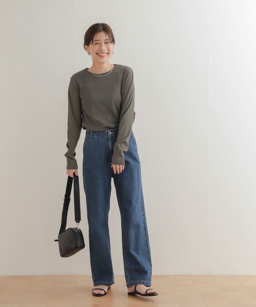 URBAN RESEARCH DOORS（アーバンリサーチドアーズ）の「ドライタッチテレコロングTシャツ（Tシャツ/カットソー・レディース・アイボリー/グレー系その他・MEDIUM）」の4枚目の写真