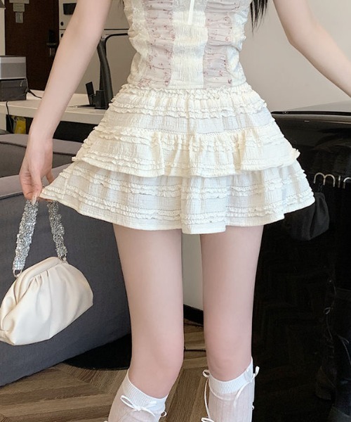 Achic(アシック)の「ティアードフレアミニスカート(スカート・レディース・アイボリー/ブラック/ホワイト/ホワイト系その他/ベージュ系その他・M)」の18枚目の写真
