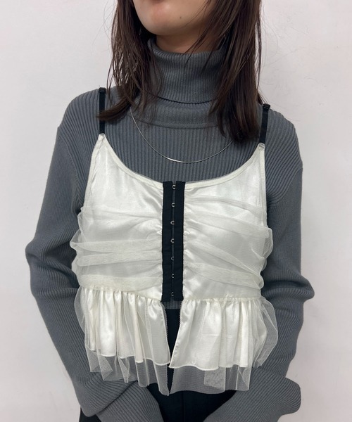 byYOUANCE（バイユアンス）の「チュールペプラムビスチェ（ベスト・レディース・アイボリー・FREE）」の10枚目の写真