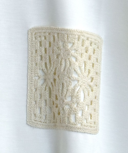 Starting Over(スターティングオーバー)の「crochet pocket double knit T-shirt/接触冷感 クロシェ編み ポケット ダンボールニット クルーネック半袖Tシャツ(Tシャツ/カットソー・メンズ・ブラック/ベージュ/ホワイト・M/L/XL)」の6枚目の写真