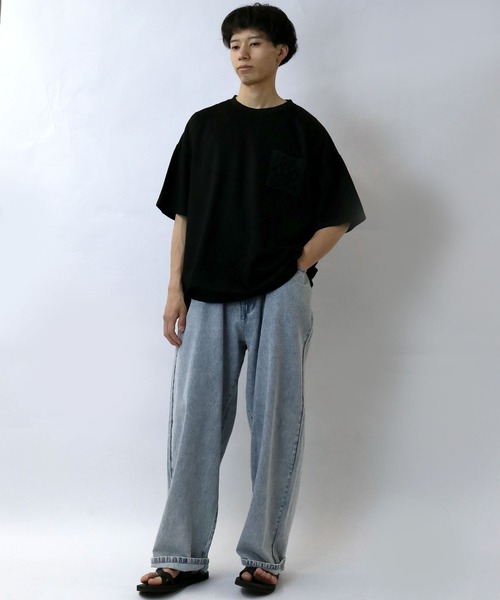 Starting Over(スターティングオーバー)の「crochet pocket double knit T-shirt/接触冷感 クロシェ編み ポケット ダンボールニット クルーネック半袖Tシャツ(Tシャツ/カットソー・メンズ・ブラック/ベージュ/ホワイト・M/L/XL)」の18枚目の写真