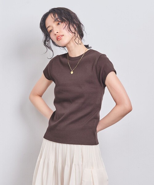 UNITED ARROWS(ユナイテッドアローズ)の「コットン フライス フレンチスリーブ Tシャツ(Tシャツ/カットソー・レディース・ブラック/ホワイト/ダークブラウン/その他1・FREE)」の3枚目の写真