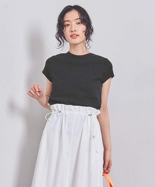UNITED ARROWS(ユナイテッドアローズ)の「コットン フライス フレンチスリーブ Tシャツ(Tシャツ/カットソー・レディース・ブラック/ホワイト/ダークブラウン/その他1・FREE)」の1枚目の写真
