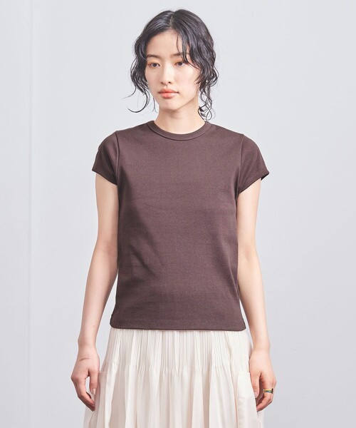 UNITED ARROWS(ユナイテッドアローズ)の「コットン フライス フレンチスリーブ Tシャツ(Tシャツ/カットソー・レディース・ブラック/ホワイト/ダークブラウン/その他1・FREE)」の9枚目の写真