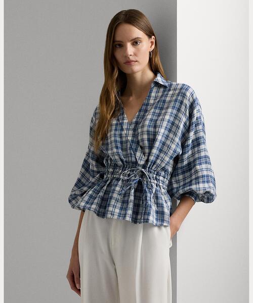 Ralph Lauren - ラルフローレン　チェックリネン　ペプラムブラウス LAUREN RALPH LAUREN（ローレン ラルフ ローレン）の「チェック