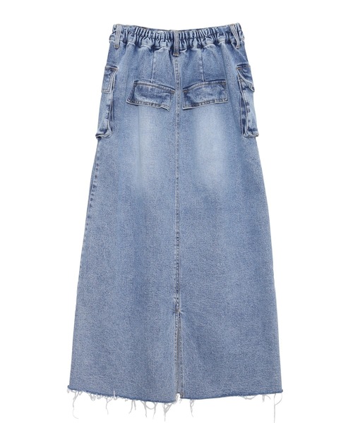 PUNYUS(プニュズ)の「デザインデニムカーゴロングスカート(デニムスカート・レディース・ライトインディゴブルー/ライトブルー/ブラック系その他・1/2/3/4)」の9枚目の写真