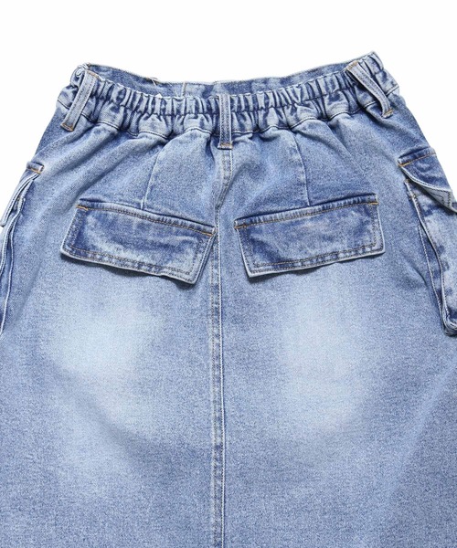 PUNYUS(プニュズ)の「デザインデニムカーゴロングスカート(デニムスカート・レディース・ライトインディゴブルー/ライトブルー/ブラック系その他・1/2/3/4)」の15枚目の写真