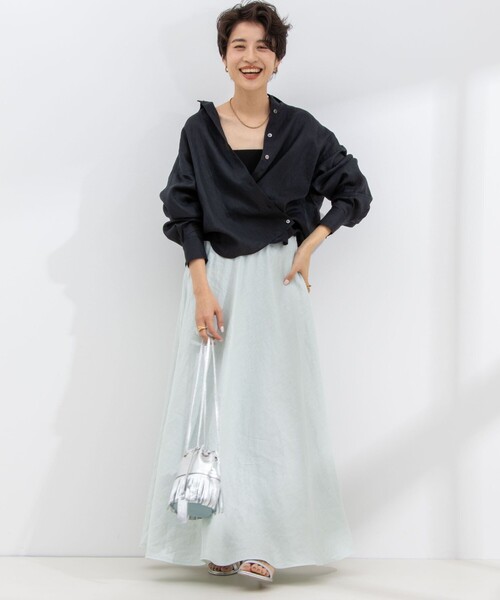 NOLLEY’S(ノーリーズ)の「MY STANDARD リネン2WAY shortシャツ(シャツ/ブラウス・レディース・ブラック/ホワイト/ネイビー/ベージュ/オフホワイト・FREE)」の14枚目の写真