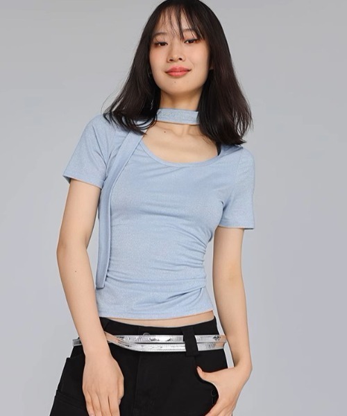 トップス Bom A'GEM/9 × .kom『CBX LAB/シービーエックスラボ』ストール付きトップス