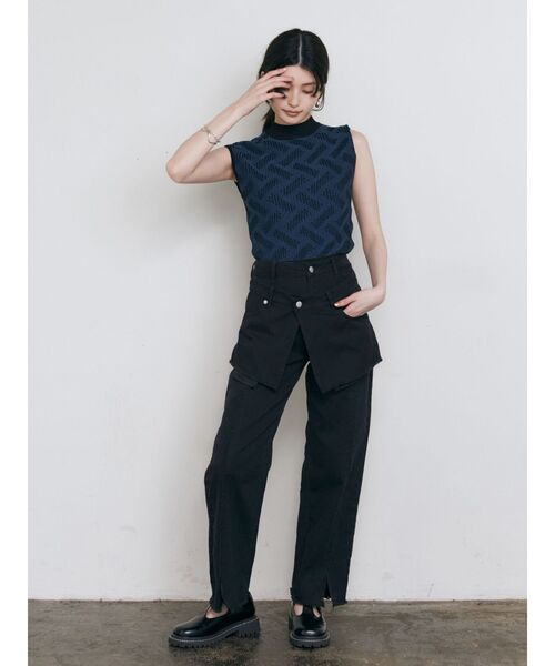 MURUA（ムルーア）の「【SET UP対応】ランダムパターンニットタンク（ニット/セーター・レディース・ブラック/グリーン/ネイビー/グレー・FREE）」の21枚目の写真