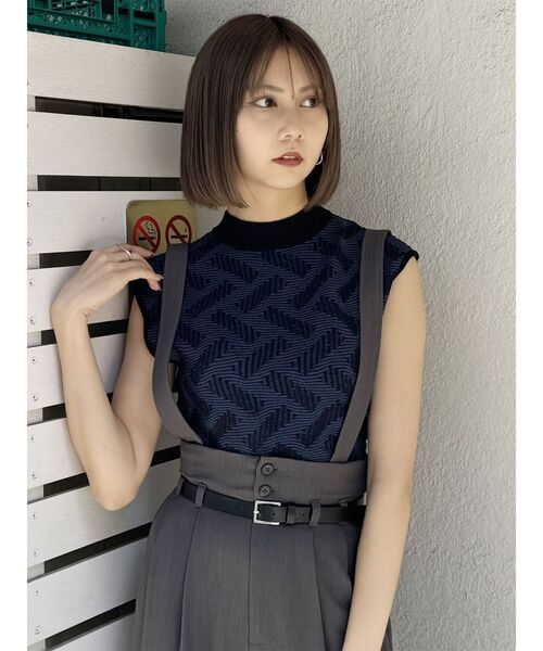 MURUA（ムルーア）の「【SET UP対応】ランダムパターンニットタンク（ニット/セーター・レディース・ブラック/グリーン/ネイビー/グレー・FREE）」の8枚目の写真