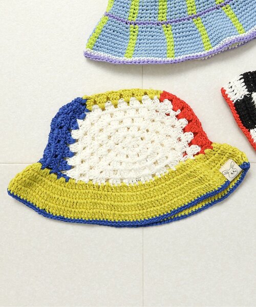 BREEZE（ブリーズ）の「【Bpop】サマーベビーニット帽（ニットキャップ/ビーニー・キッズ・チェック/レインボー/ブルー・48/46）」の2枚目の写真