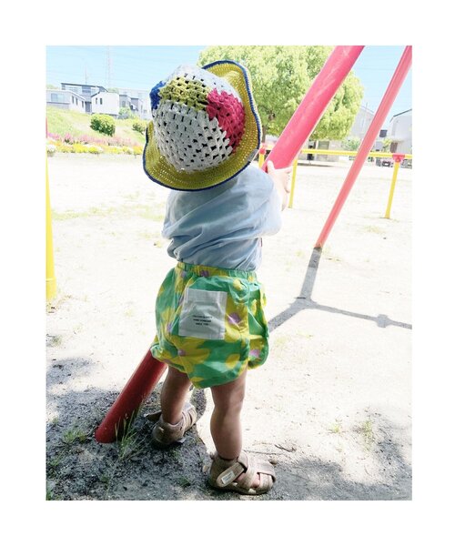 BREEZE（ブリーズ）の「【Bpop】サマーベビーニット帽（ニットキャップ/ビーニー・キッズ・チェック/レインボー/ブルー・48/46）」の6枚目の写真