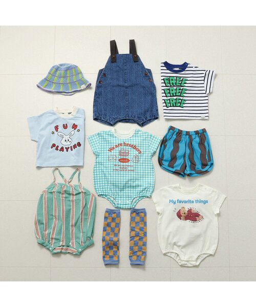 BREEZE（ブリーズ）の「【Bpop】サマーベビーニット帽（ニットキャップ/ビーニー・キッズ・チェック/レインボー/ブルー・48/46）」の13枚目の写真