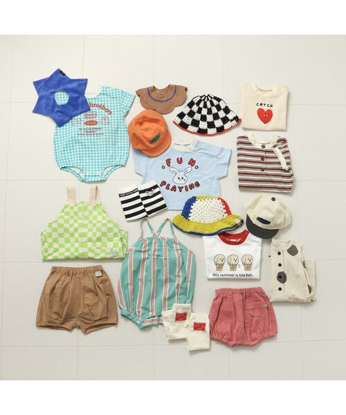 BREEZE（ブリーズ）の「【Bpop】サマーベビーニット帽（ニットキャップ/ビーニー・キッズ・チェック/レインボー/ブルー・48/46）」の16枚目の写真