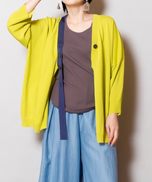 OSMOSIS（オズモーシス）の「カシュクールニットカーディガン（カーディガン/ボレロ・レディース・ライトグリーン/ライトグレー/ブラック・ONE SIZE）」の3枚目の写真