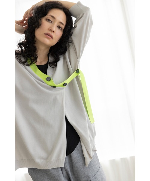 OSMOSIS（オズモーシス）の「カシュクールニットカーディガン（カーディガン/ボレロ・レディース・ライトグリーン/ライトグレー/ブラック・ONE SIZE）」の6枚目の写真