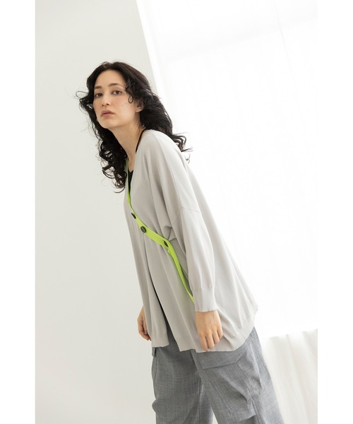 OSMOSIS（オズモーシス）の「カシュクールニットカーディガン（カーディガン/ボレロ・レディース・ライトグリーン/ライトグレー/ブラック・ONE SIZE）」の5枚目の写真