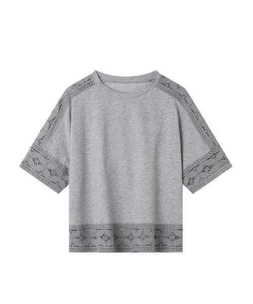 COCOMOMO(ココモモ)の「夏も涼しい レーススリーブカットソー(Tシャツ/カットソー・レディース・ライトブルー/ブラック/ホワイト/ピンク/ライトブラウン/グレー・FREE)」の14枚目の写真