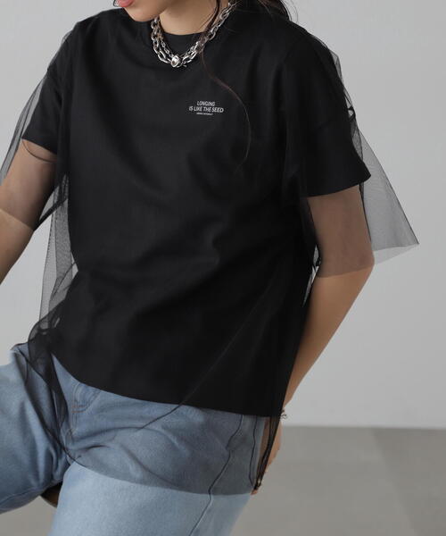 FREE'S MART（フリーズマート）の「■チュール×ロゴTシャツ（Tシャツ/カットソー・レディース・ホワイト/ブラック/グレー・FREE）」の5枚目の写真