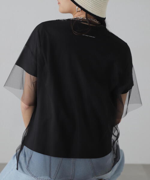 FREE'S MART（フリーズマート）の「■チュール×ロゴTシャツ（Tシャツ/カットソー・レディース・ホワイト/ブラック/グレー・FREE）」の7枚目の写真