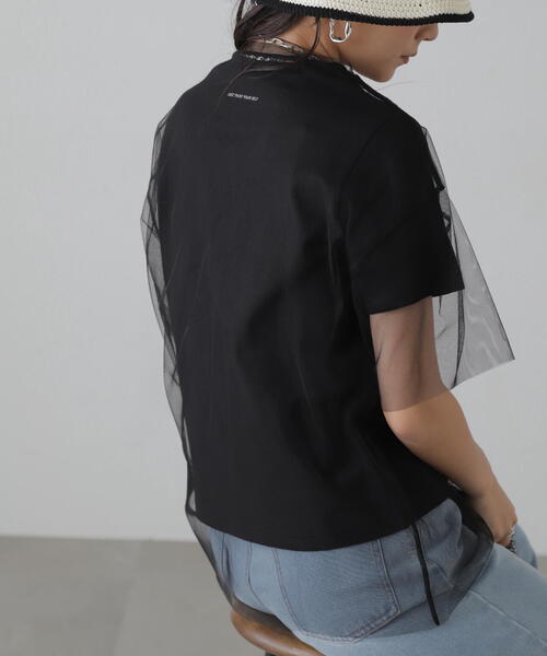 FREE'S MART（フリーズマート）の「■チュール×ロゴTシャツ（Tシャツ/カットソー・レディース・ホワイト/ブラック/グレー・FREE）」の8枚目の写真