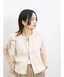 Samansa Mos2 blue | ◎ダブルジップニットカーディガン(カーディガン/ボレロ)