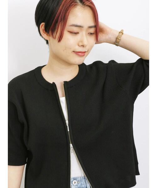 Samansa Mos2 blue（サマンサモスモスブルー）の「◎ダブルジップニットカーディガン（カーディガン/ボレロ・レディース・オレンジ/キナリ/ミント/ブラック・F）」の14枚目の写真