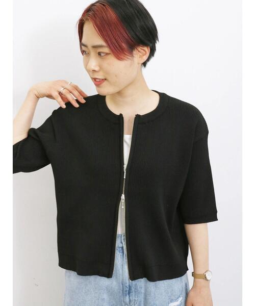 Samansa Mos2 blue（サマンサモスモスブルー）の「◎ダブルジップニットカーディガン（カーディガン/ボレロ・レディース・オレンジ/キナリ/ミント/ブラック・F）」の16枚目の写真